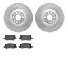 7502-26022 Drilled/Slotted Brake Rotors w/5000 Advanced Brake Pads Kit [Silver], 2017-2021 Tesla, Position: Rear - image 1