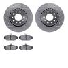 7502-27012 Drilled/Slotted Brake Rotors w/5000 Advanced Brake Pads Kit [Silver], 1983-1992 Volvo, Position: Front - image 1