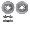 7502-27013 Drilled/Slotted Brake Rotors w/5000 Advanced Brake Pads Kit [Silver], 1988-1994 Volvo, Position: Rear - image 1