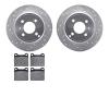 7502-27016 Drilled/Slotted Brake Rotors w/5000 Advanced Brake Pads Kit [Silver], 1993-1995 Volvo, Position: Rear - image 1
