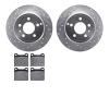 7502-27019 Drilled/Slotted Brake Rotors w/5000 Advanced Brake Pads Kit [Silver], 1996-2004 Volvo, Position: Rear - image 1