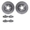 7502-27022 Drilled/Slotted Brake Rotors w/5000 Advanced Brake Pads Kit [Silver], 1997-1998 Volvo, Position: Rear - image 1