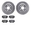 7502-27038 Drilled/Slotted Brake Rotors w/5000 Advanced Brake Pads Kit [Silver], 2007-2010 Volvo, Position: Rear - image 1