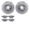 7502-27045 Drilled/Slotted Brake Rotors w/5000 Advanced Brake Pads Kit [Silver], 2010-2016 Volvo, Position: Front - image 1