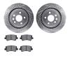 7502-27046 Drilled/Slotted Brake Rotors w/5000 Advanced Brake Pads Kit [Silver], 2010-2017 Volvo, Position: Rear - image 1
