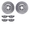 7502-27048 Drilled/Slotted Brake Rotors w/5000 Advanced Brake Pads Kit [Silver], Fits Select Volvo, Position: Front - image 1