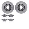 7502-27052 Drilled/Slotted Brake Rotors w/5000 Advanced Brake Pads Kit [Silver], 2003-2009 Volvo, Position: Front - image 1