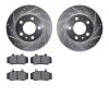 7502-27064 Drilled/Slotted Brake Rotors w/5000 Advanced Brake Pads Kit [Silver], 1983-1990 Volvo, Position: Front - image 1