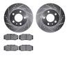 7502-27065 Drilled/Slotted Brake Rotors w/5000 Advanced Brake Pads Kit [Silver], 1983-1987 Volvo, Position: Front - image 1