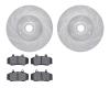 7502-27070 Drilled/Slotted Brake Rotors w/5000 Advanced Brake Pads Kit [Silver], 1983-1987 Volvo, Position: Front - image 1