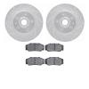 7502-27071 Drilled/Slotted Brake Rotors w/5000 Advanced Brake Pads Kit [Silver], 1983-1987 Volvo, Position: Front - image 1