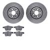 7502-27253 Drilled/Slotted Brake Rotors w/5000 Advanced Brake Pads Kit [Silver], 2003-2009 Volvo, Position: Front - image 1