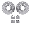 7502-28016 Drilled/Slotted Brake Rotors w/5000 Advanced Brake Pads Kit [Silver], 1971-1989 Peugeot, Position: Rear