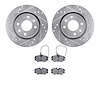 7502-28019 Drilled/Slotted Brake Rotors w/5000 Advanced Brake Pads Kit [Silver], 1989-1991 Peugeot, Position: Front - image 1