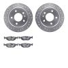 7502-31016 Drilled/Slotted Brake Rotors w/5000 Advanced Brake Pads Kit [Silver], 1982-1989 BMW, Position: Rear - image 1