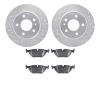 7502-31022 Drilled/Slotted Brake Rotors w/5000 Advanced Brake Pads Kit [Silver], 1987-1992 BMW, Position: Rear - image 1