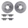7502-31024 Drilled/Slotted Brake Rotors w/5000 Advanced Brake Pads Kit [Silver], 1989-1995 BMW, Position: Front - image 1