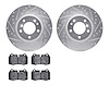 7502-31034 Drilled/Slotted Brake Rotors w/5000 Advanced Brake Pads Kit [Silver], 1993-1997 BMW, Position: Front - image 1