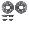 7502-31043 Drilled/Slotted Brake Rotors w/5000 Advanced Brake Pads Kit [Silver], 1996-2000 BMW, Position: Rear - image 1