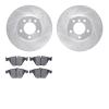 7502-31058 Drilled/Slotted Brake Rotors w/5000 Advanced Brake Pads Kit [Silver], 2004-2010 BMW, Position: Front - image 1