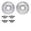 7502-31074 Drilled/Slotted Brake Rotors w/5000 Advanced Brake Pads Kit [Silver], 2007-2015 BMW, Position: Front - image 1