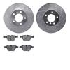 7502-31079 Drilled/Slotted Brake Rotors w/5000 Advanced Brake Pads Kit [Silver], 2008-2015 BMW, Position: Front - image 1