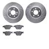 7502-31091 Drilled/Slotted Brake Rotors w/5000 Advanced Brake Pads Kit [Silver], 2012-2019 BMW, Position: Front - image 1