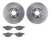 7502-31124 Drilled/Slotted Brake Rotors w/5000 Advanced Brake Pads Kit [Silver], 2002-2006 BMW, Position: Front - image 1