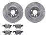 7502-31126 Drilled/Slotted Brake Rotors w/5000 Advanced Brake Pads Kit [Silver], 2004-2010 BMW, Position: Front - image 1
