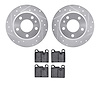 7502-31182 Drilled/Slotted Brake Rotors w/5000 Advanced Brake Pads Kit [Silver], 1978-1981 BMW, Position: Rear - image 1