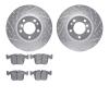 7502-31266 Drilled/Slotted Brake Rotors w/5000 Advanced Brake Pads Kit [Silver], 1994-1995 BMW, Position: Front - image 1