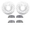7502-37005 Drilled/Slotted Brake Rotors w/5000 Advanced Brake Pads Kit [Silver], 1986-1986 GM, Position: Front - image 1