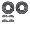 7502-37009 Drilled/Slotted Brake Rotors w/5000 Advanced Brake Pads Kit [Silver], 1988-1995 GM, Position: Rear - image 1