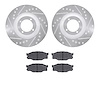 7502-37023 Drilled/Slotted Brake Rotors w/5000 Advanced Brake Pads Kit [Silver], 1983-1990 GM, Position: Front - image 1