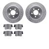7502-39007 Drilled/Slotted Brake Rotors w/5000 Advanced Brake Pads Kit [Silver], Fits Select Mopar, Position: Rear - image 1