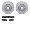 7502-39032 Drilled/Slotted Brake Rotors w/5000 Advanced Brake Pads Kit [Silver], 1973-1989 Mopar, Position: Front - image 1
