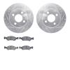 7502-39038 Drilled/Slotted Brake Rotors w/5000 Advanced Brake Pads Kit [Silver], 1981-1987 Mopar, Position: Front - image 1