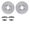 7502-39048 Drilled/Slotted Brake Rotors w/5000 Advanced Brake Pads Kit [Silver], 1984-1988 Mopar, Position: Front - image 1