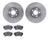 7502-39083 Drilled/Slotted Brake Rotors w/5000 Advanced Brake Pads Kit [Silver], 2001-2010 Mopar, Position: Front - image 1