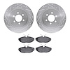7502-40008 Drilled/Slotted Brake Rotors w/5000 Advanced Brake Pads Kit [Silver], 2001-2002 Mopar, Position: Rear - image 1
