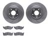 7502-40011 Drilled/Slotted Brake Rotors w/5000 Advanced Brake Pads Kit [Silver], 1998-2004 Mopar, Position: Front - image 1