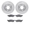 7502-40034 Drilled/Slotted Brake Rotors w/5000 Advanced Brake Pads Kit [Silver], 1987-1990 Mopar, Position: Front - image 1