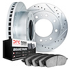 7502-40039 Drilled/Slotted Brake Rotors w/5000 Advanced Brake Pads Kit [Silver], 1994-1999 Mopar, Position: Front - image 1