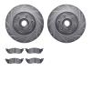 7502-40055 Drilled/Slotted Brake Rotors w/5000 Advanced Brake Pads Kit [Silver], 1991-1996 Mopar, Position: Front - image 1