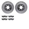7502-40069 Drilled/Slotted Brake Rotors w/5000 Advanced Brake Pads Kit [Silver], 2003-2003 Mopar, Position: Front - image 1