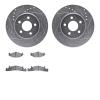 7502-40197 Drilled/Slotted Brake Rotors w/5000 Advanced Brake Pads Kit [Silver], 1986-1990 Mopar, Position: Front - image 1