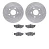 7502-40215 Drilled/Slotted Brake Rotors w/5000 Advanced Brake Pads Kit [Silver], 1989-1990 Mopar, Position: Front - image 1