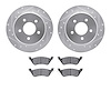 7502-40278 Drilled/Slotted Brake Rotors w/5000 Advanced Brake Pads Kit [Silver], 2001-2007 Mopar, Position: Rear - image 1