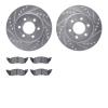 7502-40333 Drilled/Slotted Brake Rotors w/5000 Advanced Brake Pads Kit [Silver], 1991-1996 Mopar, Position: Front - image 1