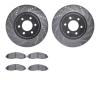 7502-40438 Drilled/Slotted Brake Rotors w/5000 Advanced Brake Pads Kit [Silver], 2003-2004 Mopar, Position: Front - image 1